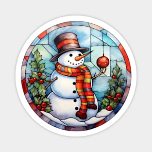 Snowman and Holly Magnet